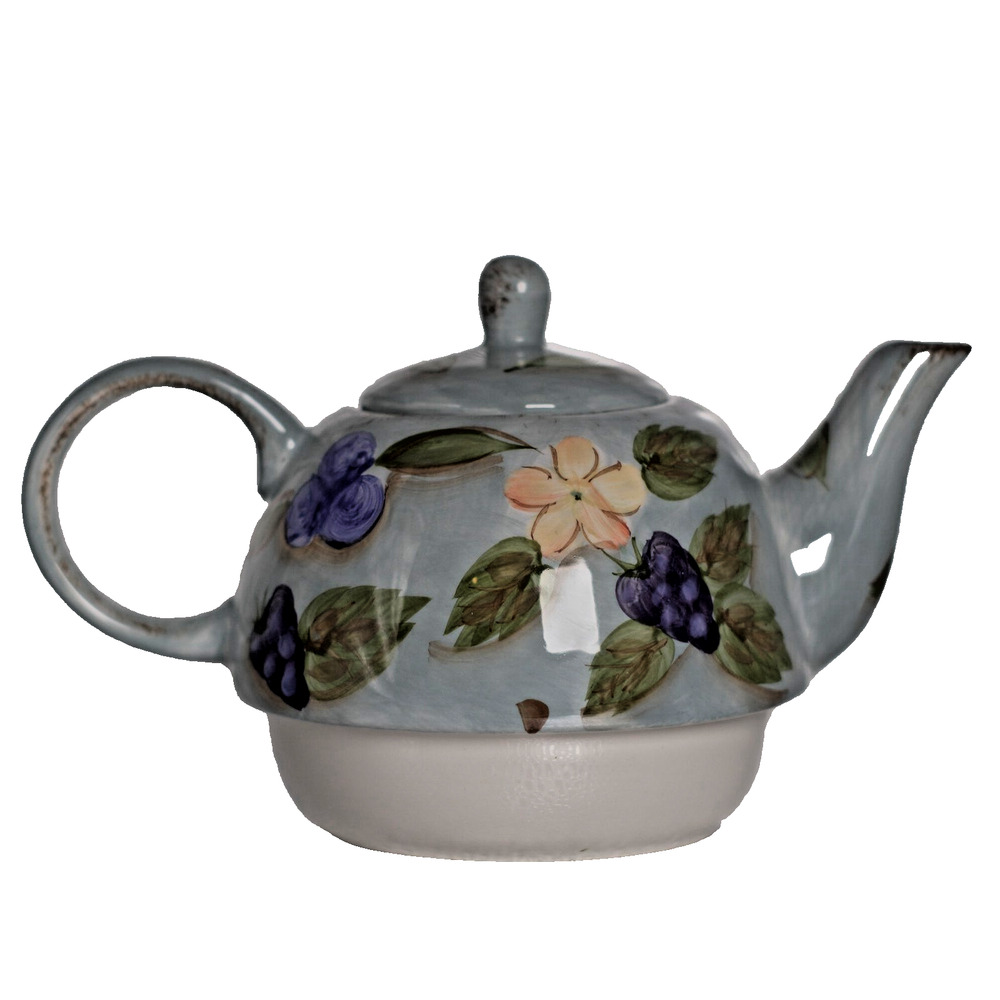 Vintage MESA INTERNATIONAL Blue Fruit Teapot for One Cup & Pot with Lid - Picture 6 of 16
